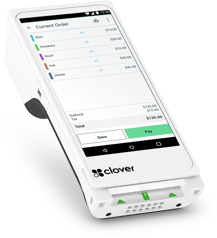 Clover Flex handheld showing an order