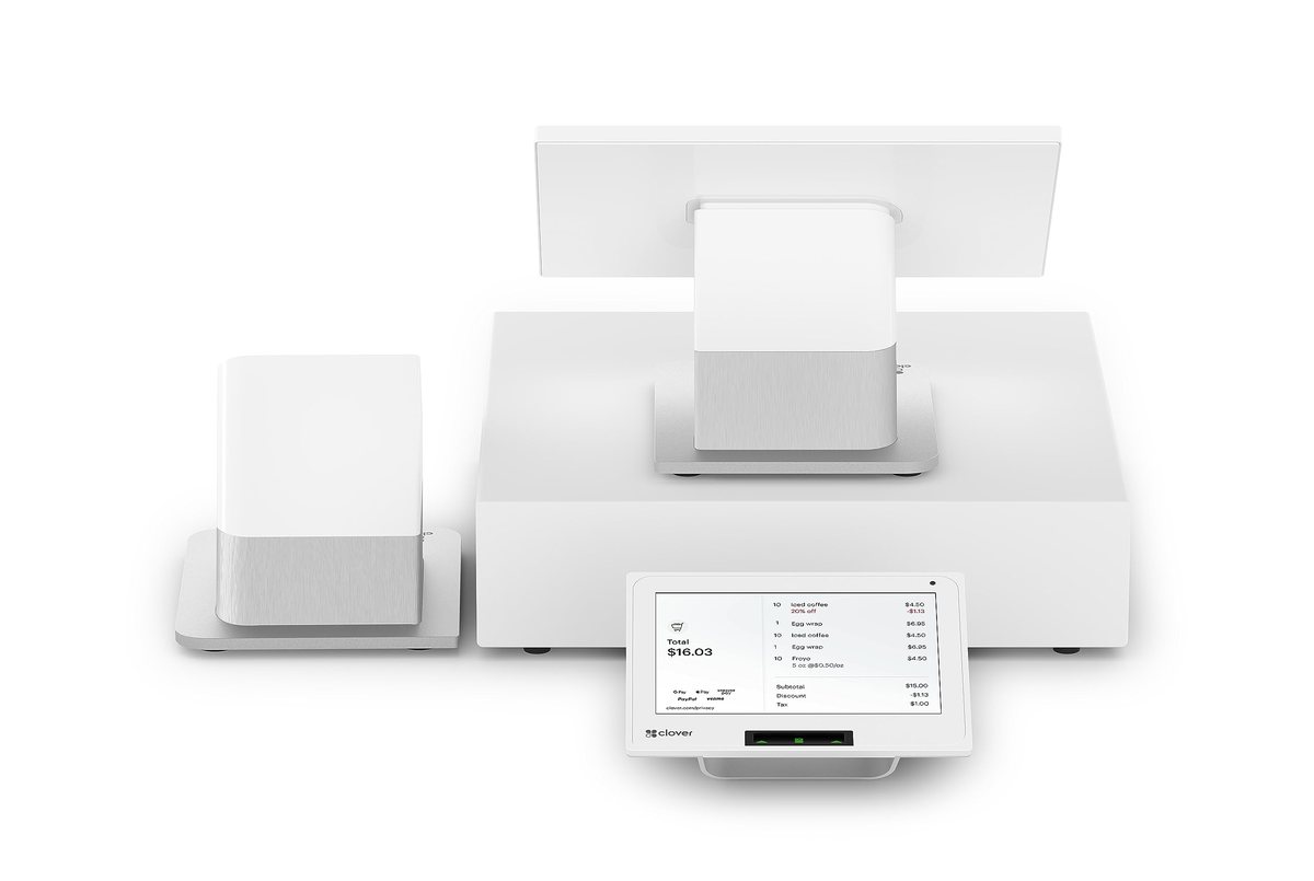 Clover Station Duo bundle with customer-facing screen, receipt printer, and cash drawer