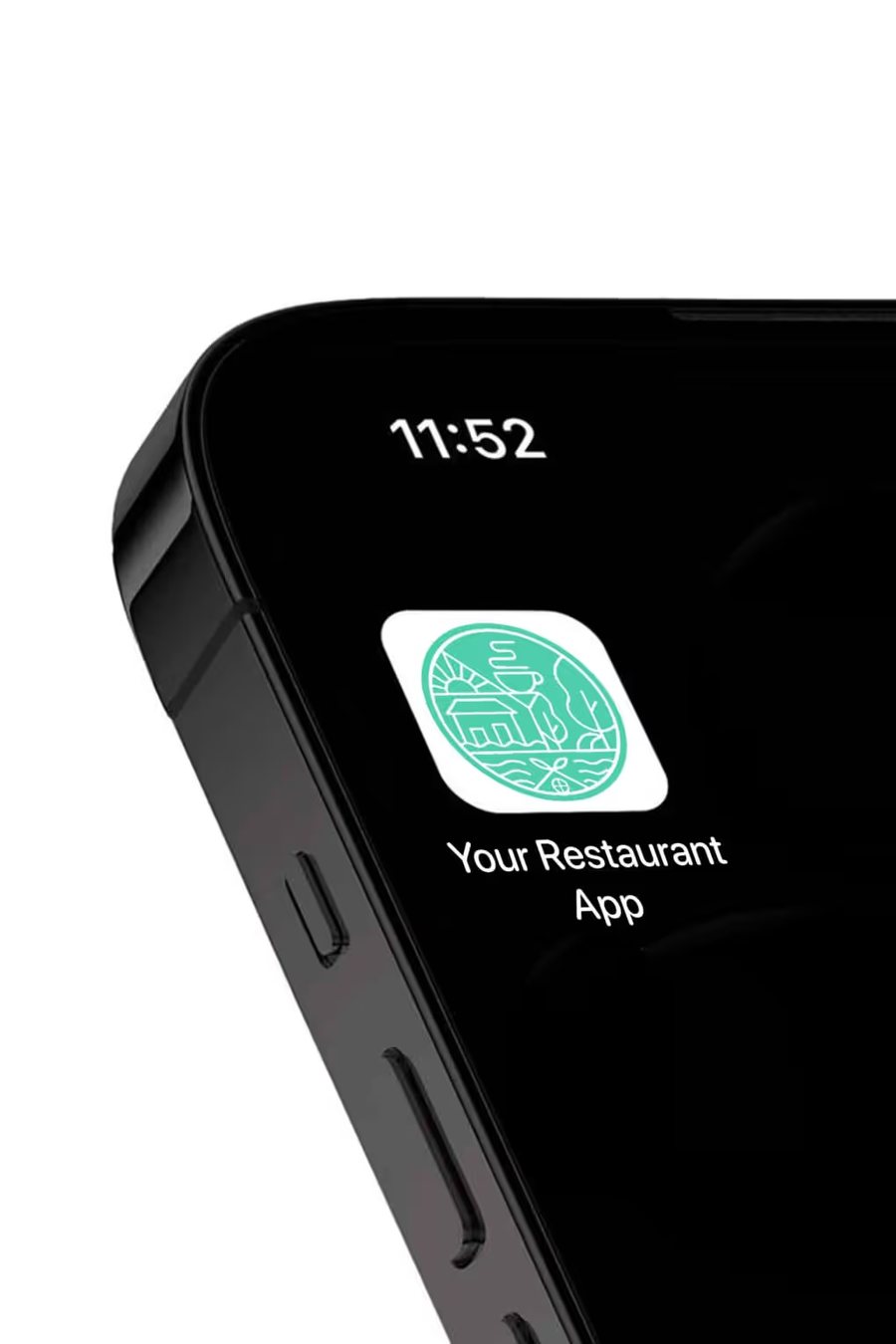 Phone lock screen with a restaurant's own app icon