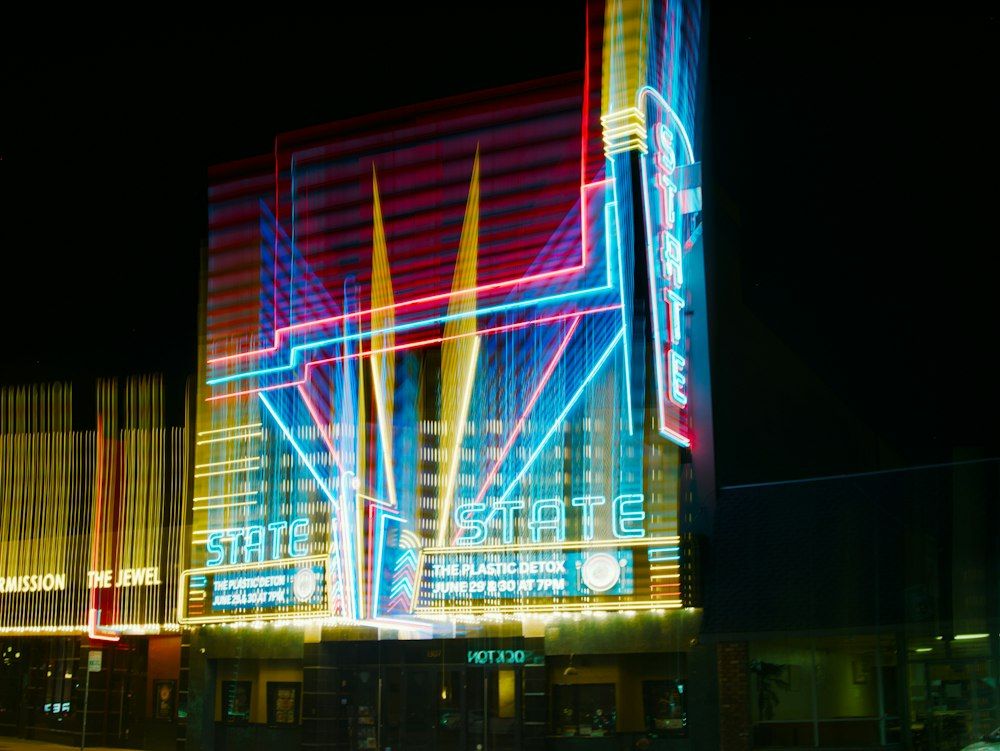The State Theatre marquee at night